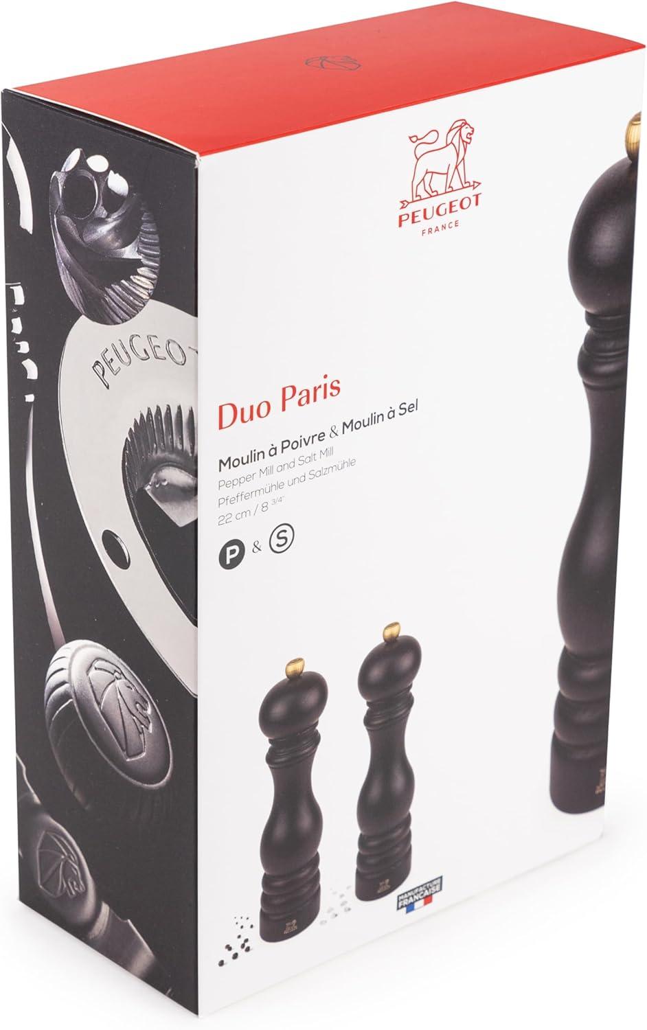 image:imagePeugeot Paris Duo Set Pepper Mill amp Salt Mill beech wood chocolate 22 cm