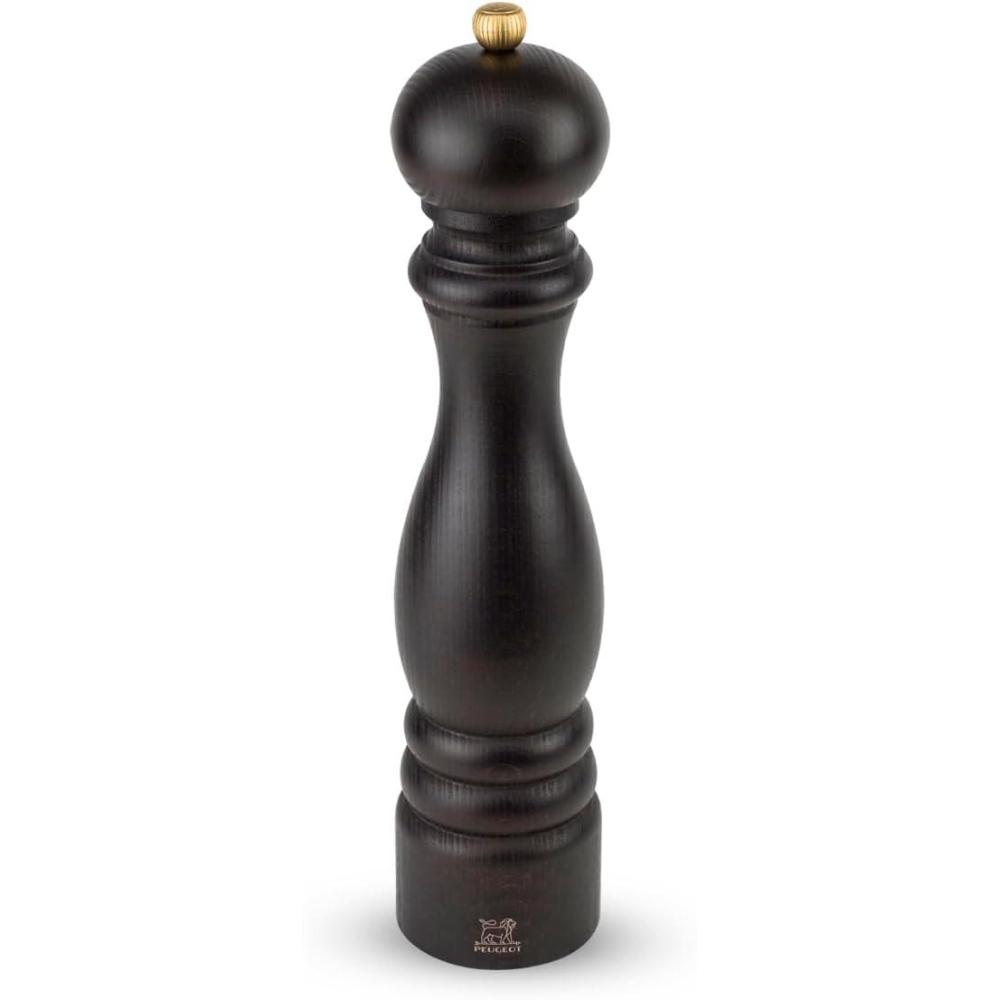 image:imagePeugeot  Paris Manual Salt Mill  Adjustable Grinder  Beechwood ChocolateBlack Lacquered Beechwood