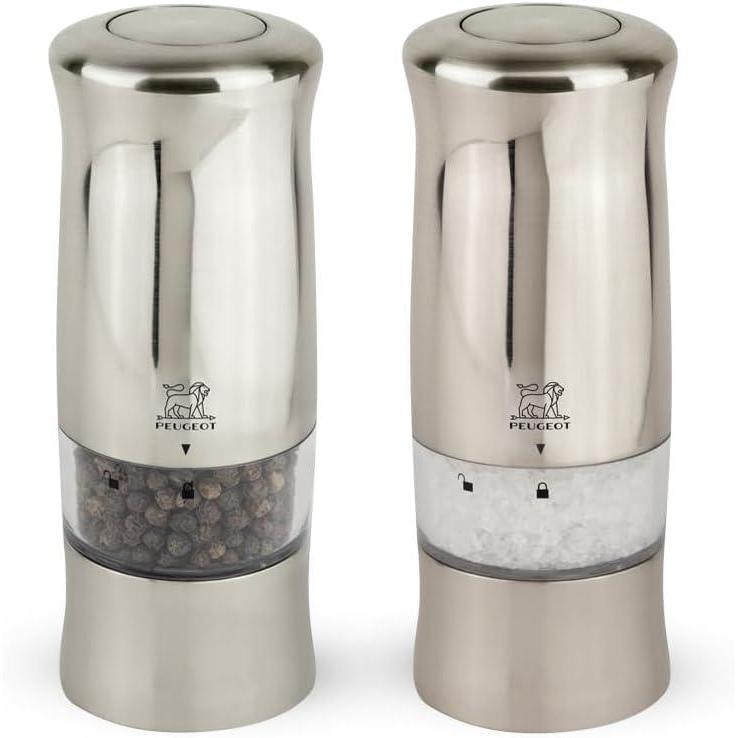 image:imagePeugeot  Zeli Electric Salt and Pepper Mill Set  Adjustable Grinder Battery Powered  with Light ABS With Brushed Metal Look 55 inches512