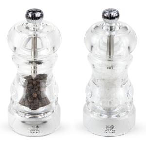 Peugeot – Nancy Manual Salt and Pepper Mill Set – Transparent Adjustable Grinders – Acrylic, Clear, 4.7 Inches