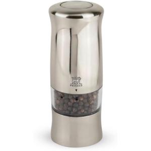 Peugeot – Zeli Electric Salt Mill – Salt Grinder, Battery Powered – LED Light, ABS with Brushed Metal Finish, 5.5 inches
