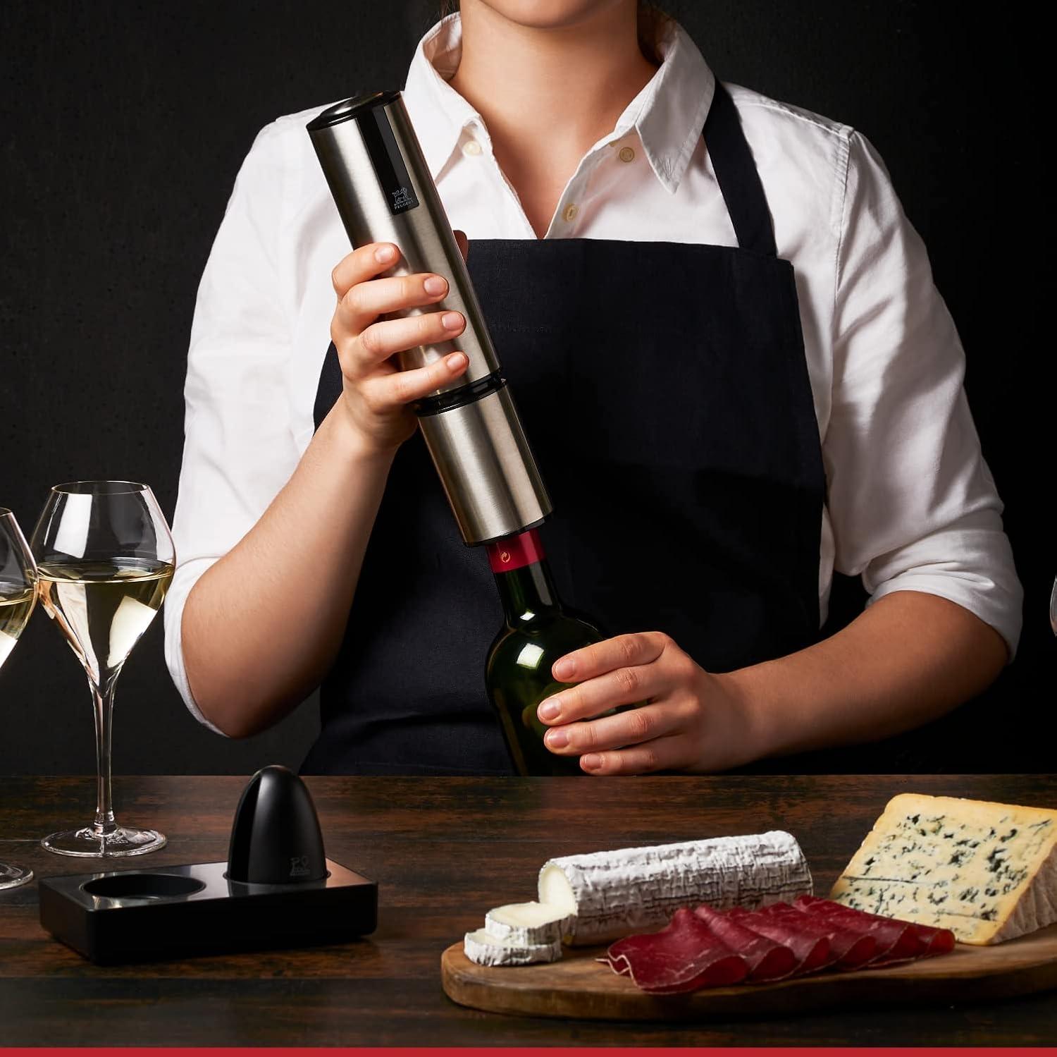 image:imagePeugeot Elis Touch Electric Corkscrew Rechargeable Bottle Opener with Battery and Charging Base Stainless Steel 106 inchesStainless Steel