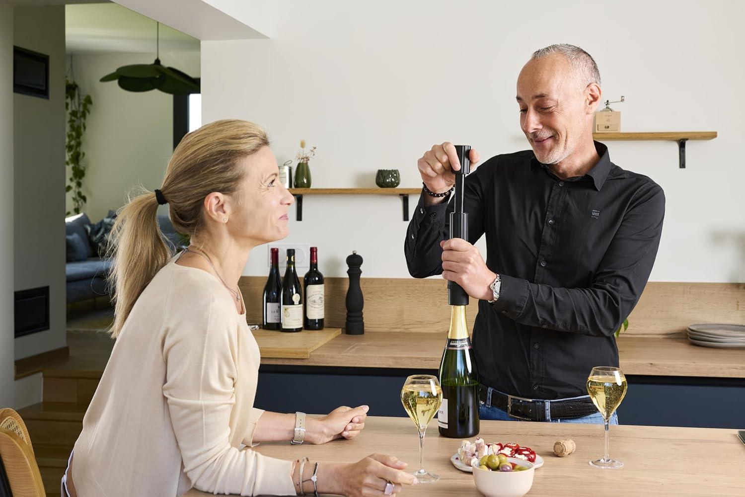 image:imagePeugeot Line Bottle Stopper For Sparking Wine Light GreyBlack