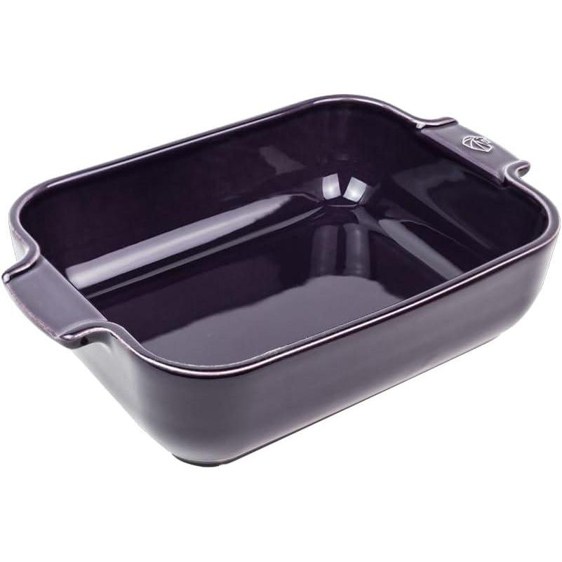 image:imagePeugeot  Appolia Rectangular Oven Dish  Ceramic Baker with Handles  Blue 10 x 8 x 25 inchesEggplant