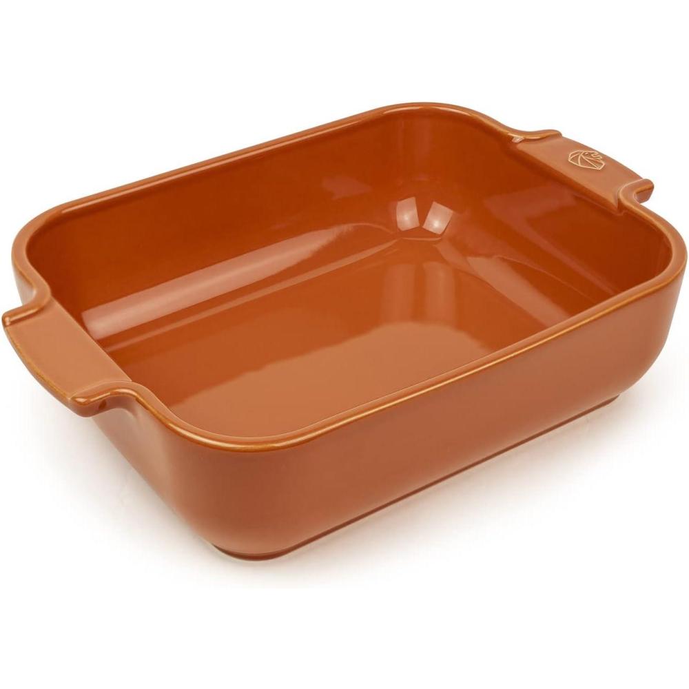 image:imagePeugeot  Appolia Rectangular Oven Dish  Ceramic Baker with Handles  Blue 10 x 8 x 25 inchesTerracotta