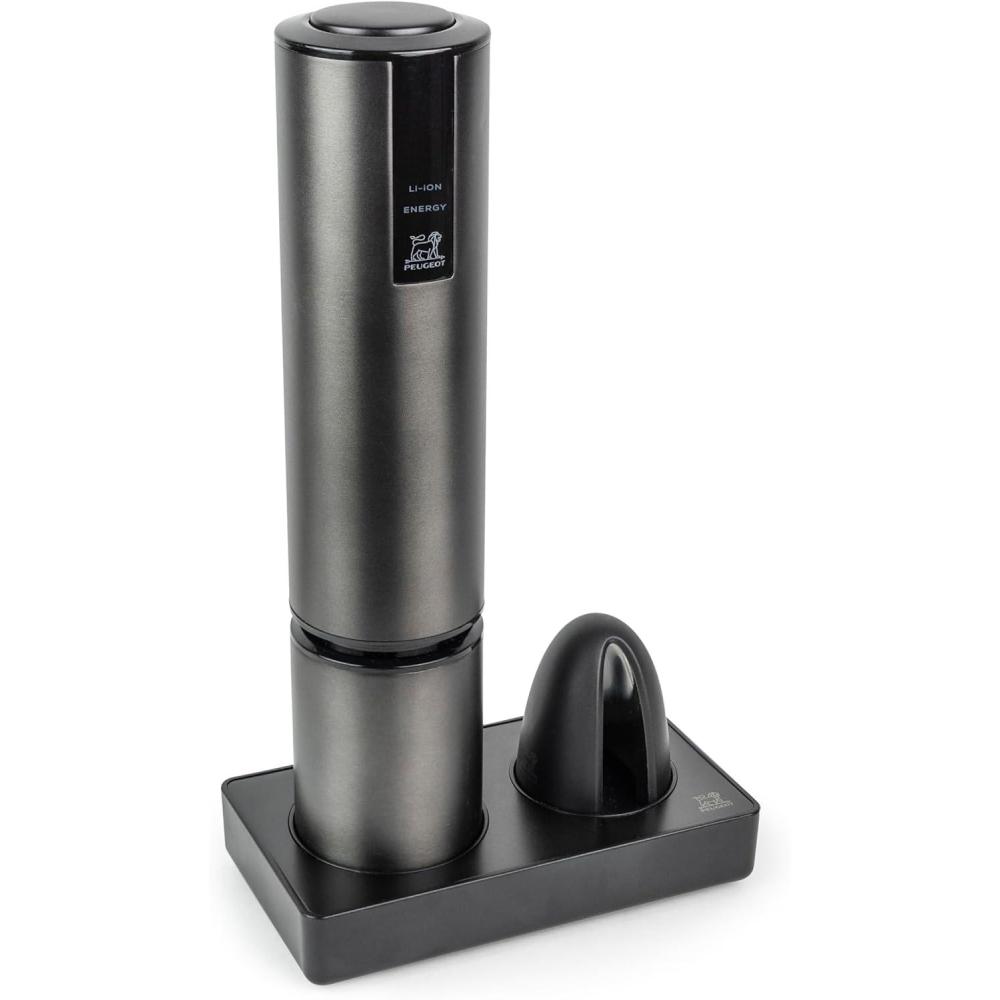 image:imagePeugeot Elis Touch Electric Corkscrew Rechargeable Bottle Opener with Battery and Charging Base Stainless Steel 106 inchesDark Gray