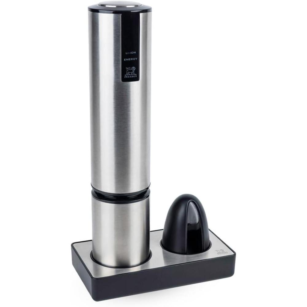 image:imagePeugeot Elis Touch Electric Corkscrew Rechargeable Bottle Opener with Battery and Charging Base Stainless Steel 106 inchesStainless