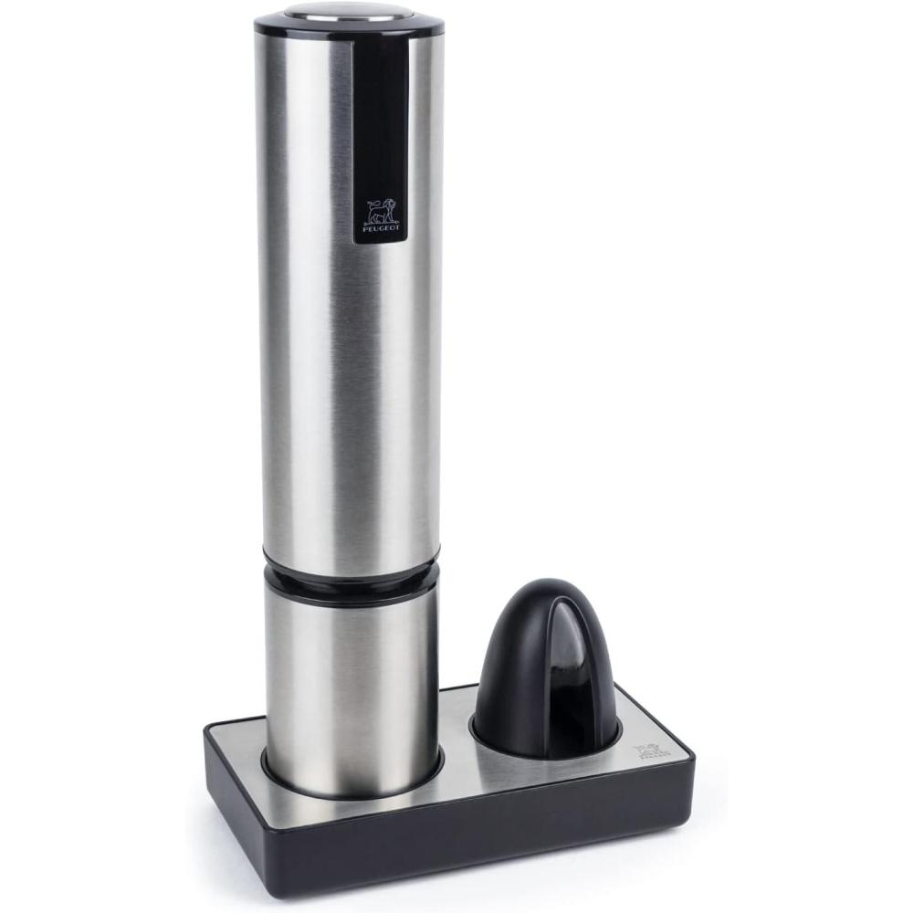 image:imagePeugeot Elis Touch Electric Corkscrew Rechargeable Bottle Opener with Battery and Charging Base Stainless Steel 106 inchesStainless Steel