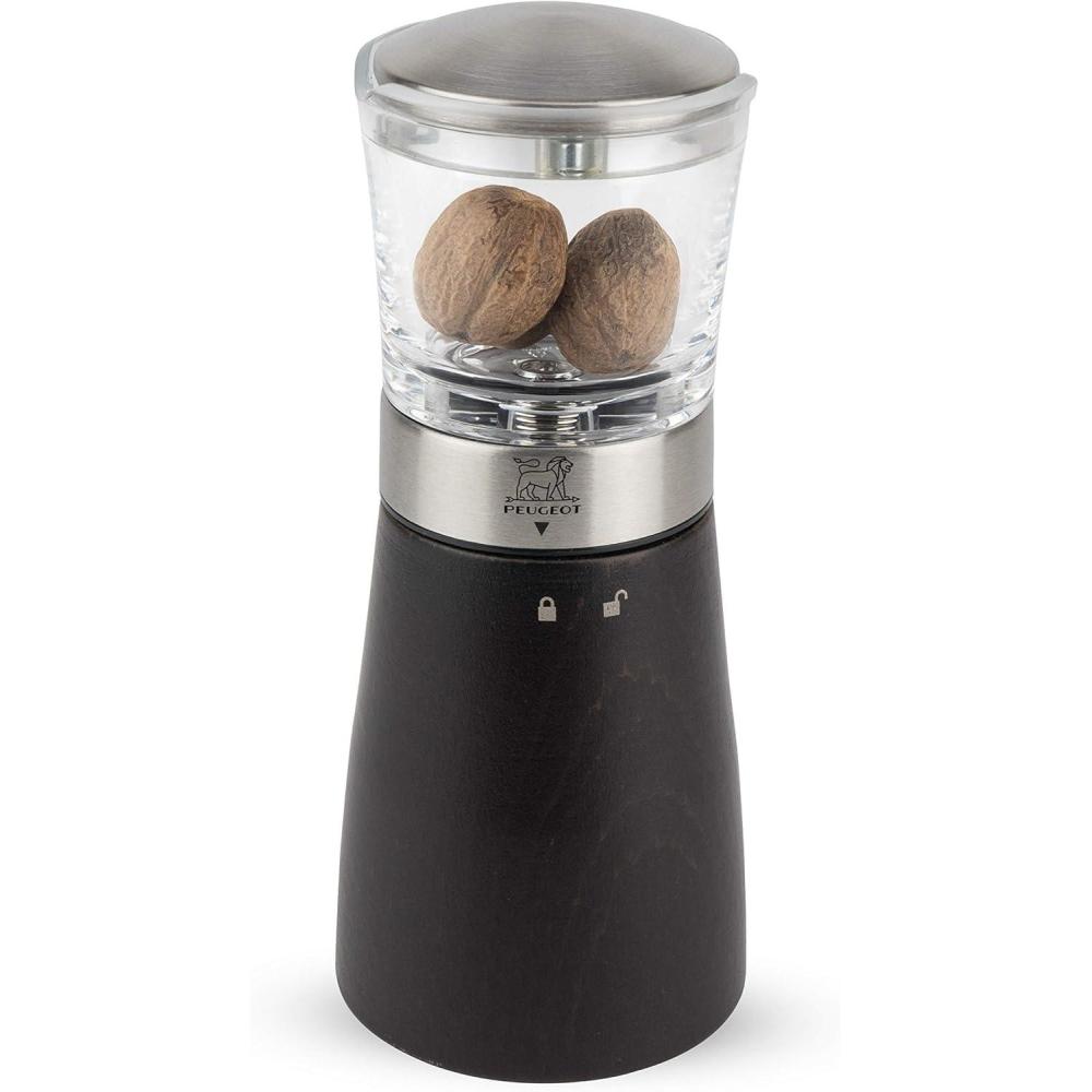 image:imagePeugeot  Madras Manual Nutmeg Mill  Spice Grinder  Stainless Steel Acrylic amp Beechwood ChocolateBlack