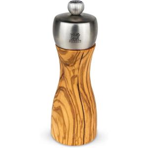 Peugeot – Fidji Manual Pepper Mill – Adjustable Grinder – Olive Wood and Stainless Steel, Natural, 6 Inch