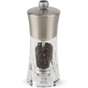 Peugeot – Oleron Manual Chili Pepper Mill – Transparent Adjustable Spice Grinder – Acrylic and Beechwood, Chocolate, 5.5 Inches(Clear)