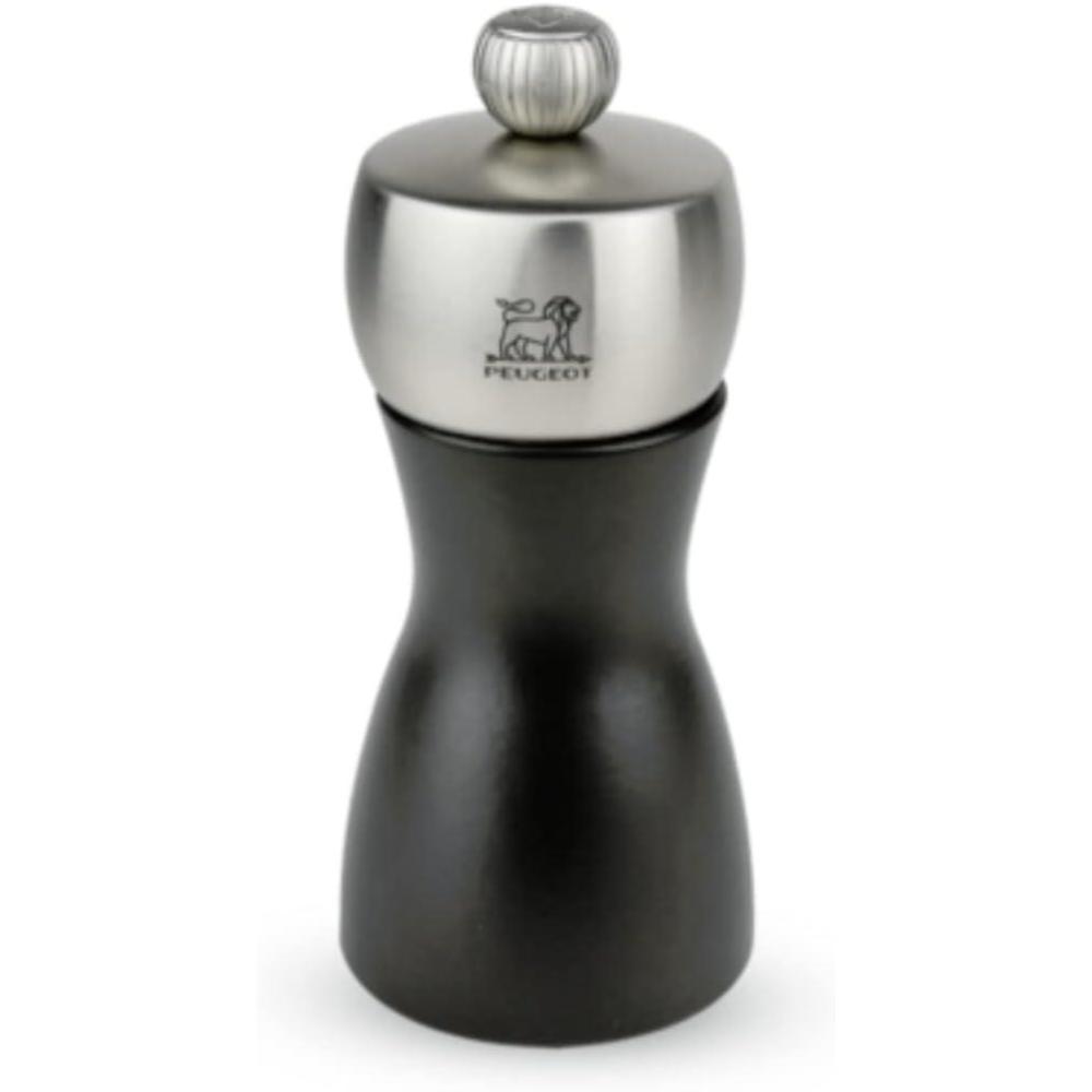 image:imagePeugeot  Fidji Manual Pepper Mill  Adjustable Grinder  Beechwood and Stainless Steel Matte Black 5 Inch