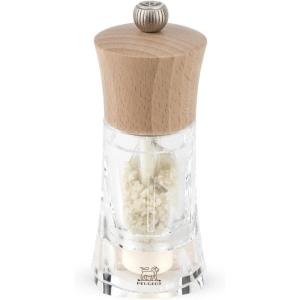 Oleron Manual Wet Salt Mill – Patented Transparent Grinder for Sea Salt – Acrylic and Beechwood, Chocolate, 5.5 Inches(Natural)