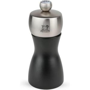Peugeot – Fidji Manual Salt Mill – Adjustable Grinder – Beechwood and Stainless Steel, Matte Black, 5 Inch
