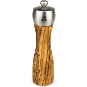 Peugeot – Fidji Manual Salt Mill – Adjustable Grinder – Olive Wood and Stainless Steel, Natural, 6 Inch