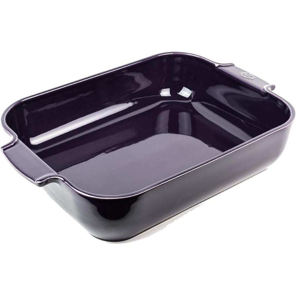 image:imagePeugeot  Appolia Rectangular Oven Dish  Ceramic Baker with Handles  Eggplant 13 x 11 x 3 inchesEggplant